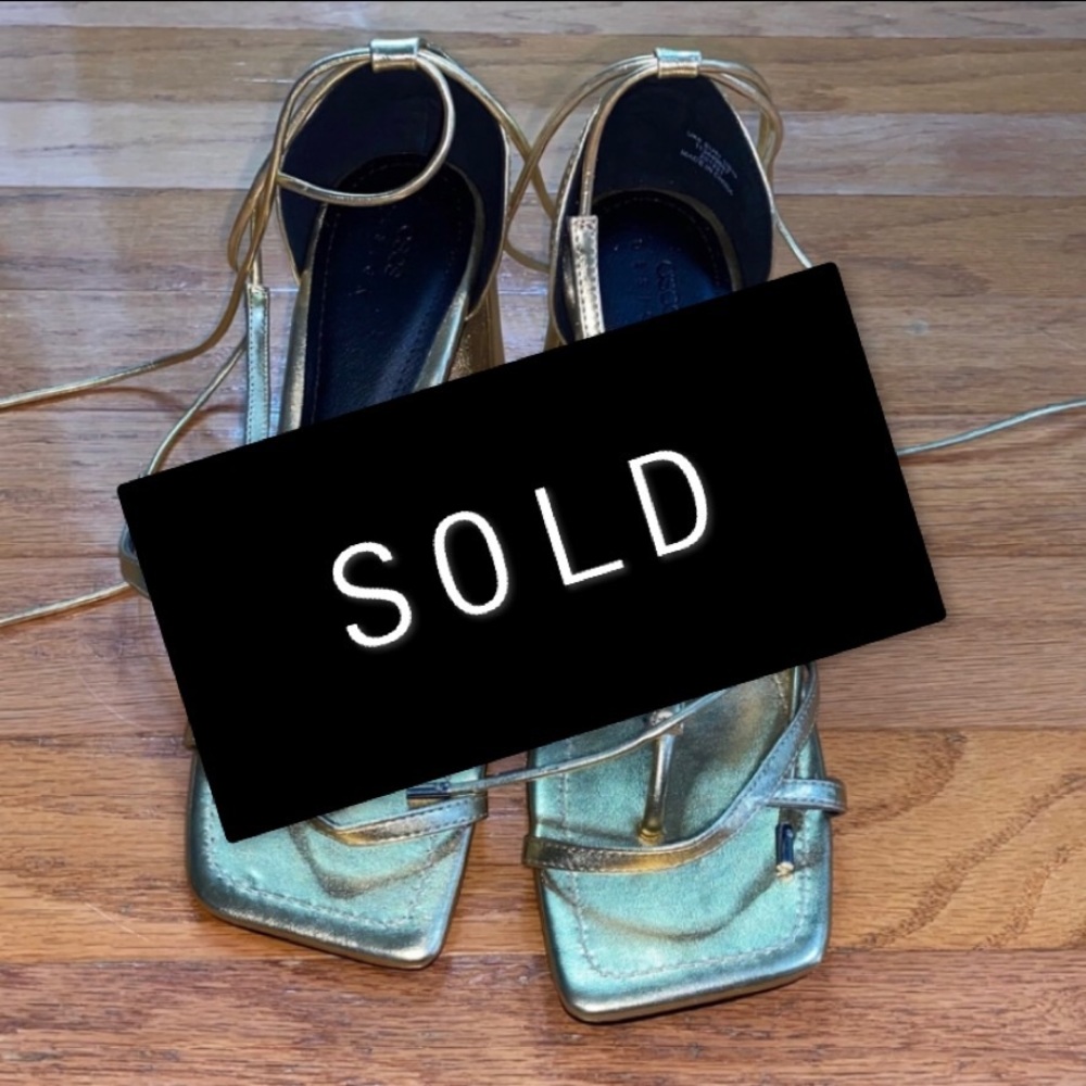 Sold item offline ASOS DESIGN Natalia strappy block heeled sandals in gold